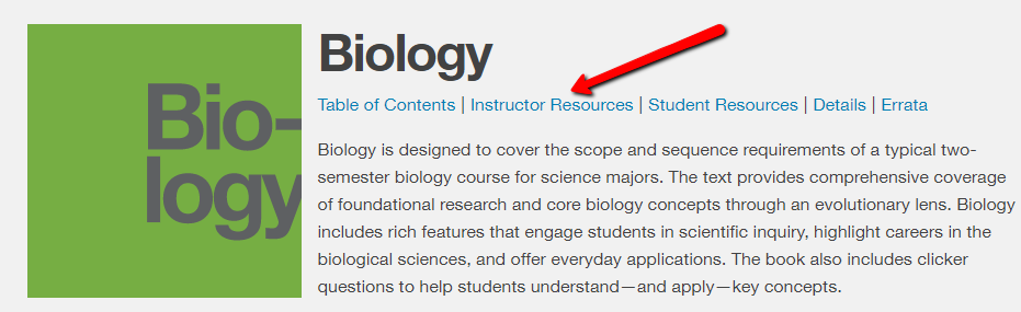 An OpenStax textbook page with a link called Instructor Resources